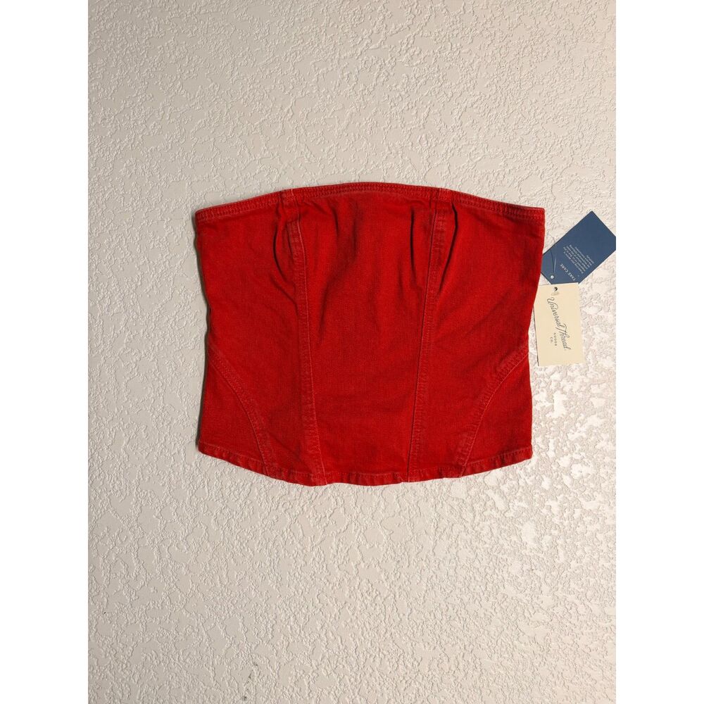 Wild Fable Red Denim Strapless Corset Bustier Top Size 2 NWT